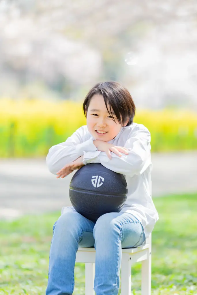 大好きなバスケットボールと記念撮影