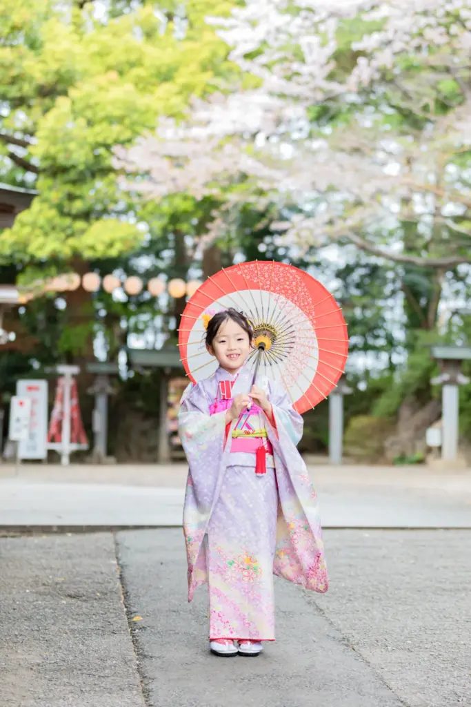 桜の時期の七五三